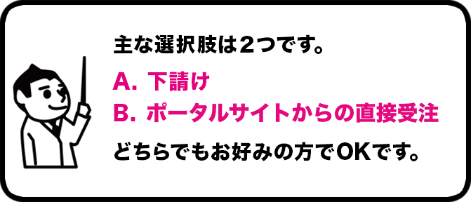 主な選択肢は2つです PC用バナー