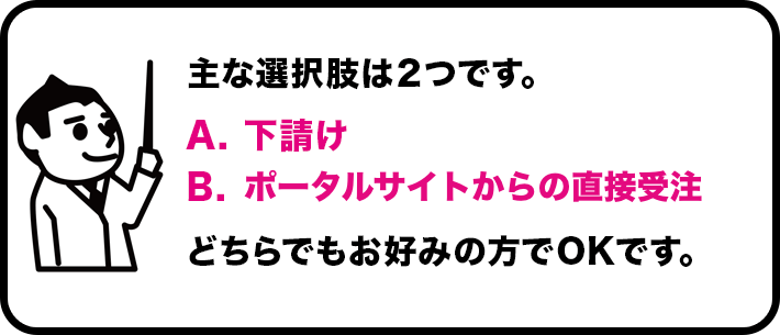 主な選択肢は2つです スマホ用バナー